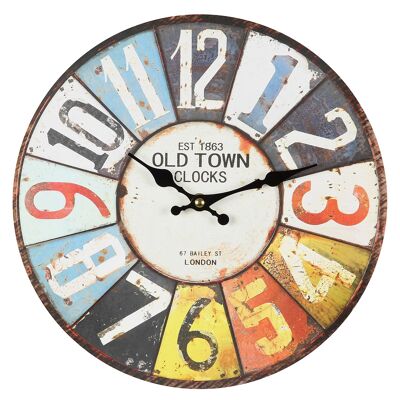 Reloj de pared Old Town coloreado 28cm