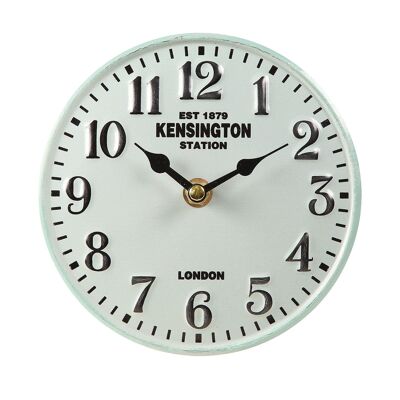 Reloj de escritorio antiguo de metal blanco - 15 cm