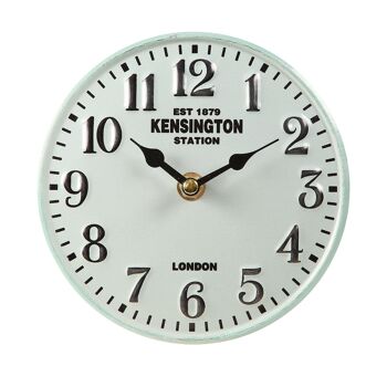 Horloge de table en métal blanc antique - 15 cm
