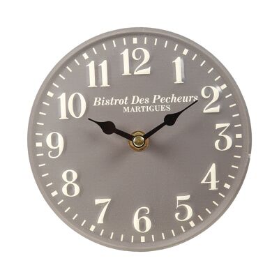 Metal table clock in gray - 15 cm