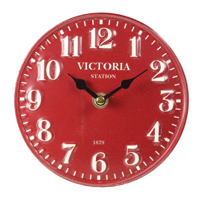 Metal table clock in red - 15 cm