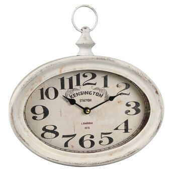 Horloge Murale Antique en Métal Blanc - 27cm