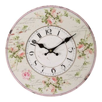 Horloge murale - roses aux couleurs pastel - 28 cm