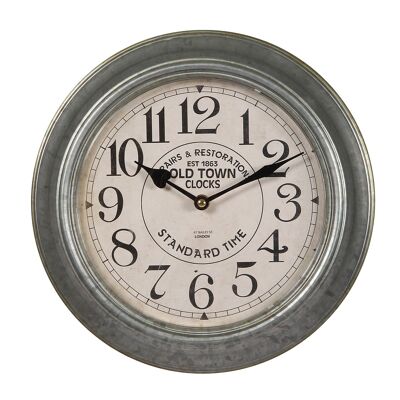 Metal wall clock in silver - 30 cm