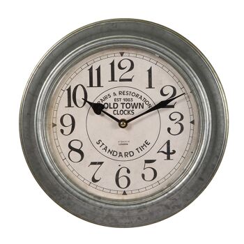 Horloge murale en métal argenté - 30 cm