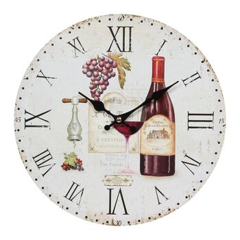 Horloge Murale - Vin Rouge en Multicolore - 28 cm