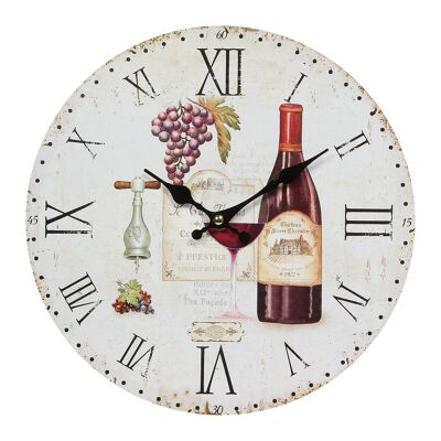 Reloj de Pared - Vino Tinto en Multicolor - 28 cm