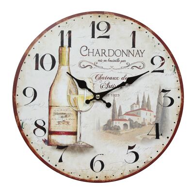 Horloge Murale - Vin Blanc Multicolore - 28 cm