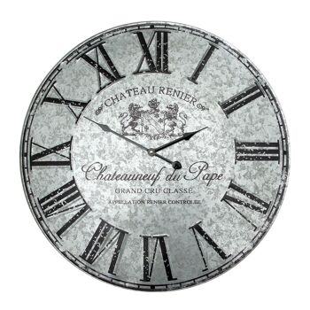 Horloge murale en métal couleur argent 58 cm