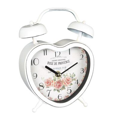 Horloge de table - coeur en blanc - 22 cm