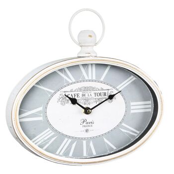 Horloge murale ovale en blanc antique - 29 cm