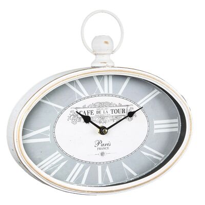 Reloj de pared ovalado en blanco antiguo - 29 cm