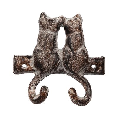 Cast iron hook - pair of cats