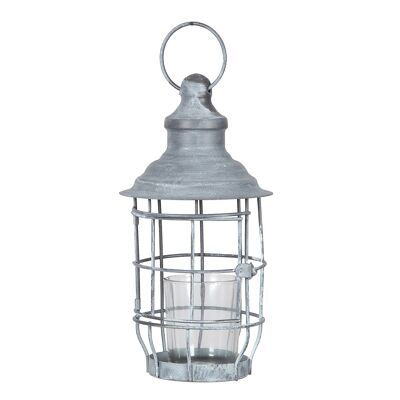Wind light, lantern for tealight in grey