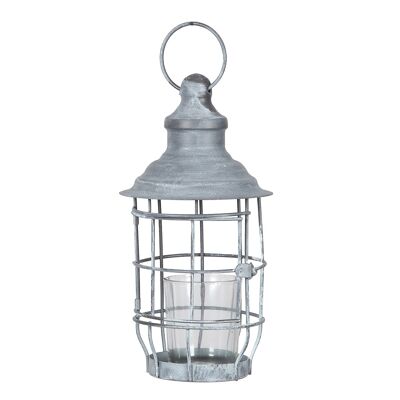 Luz de viento, farol para candelita en gris