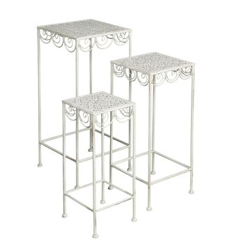 3 parties Ensemble de tables d'appoint en blanc antique