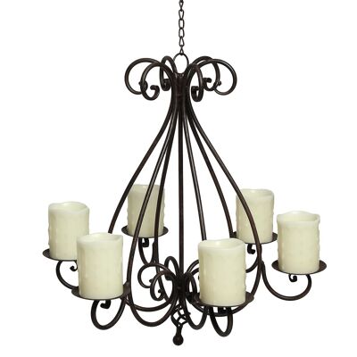 6 Plate Chandelier in Antique Brown