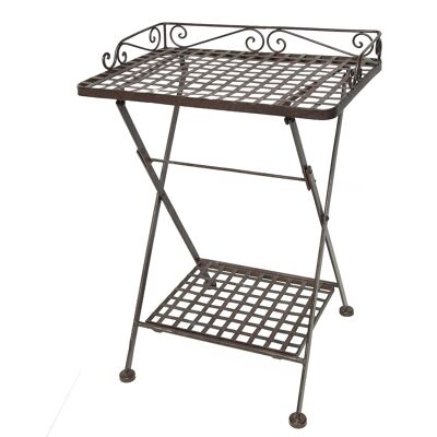 Folding side table, antique brown 69 cm