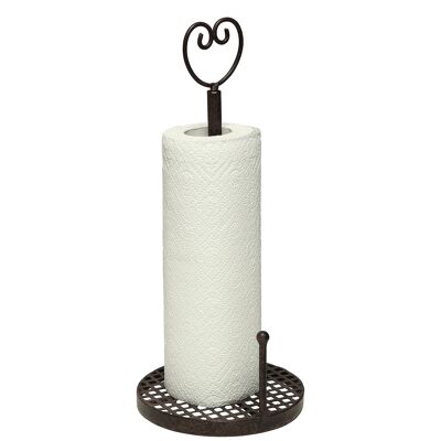 Kitchen roll stand heart in brown 39 cm