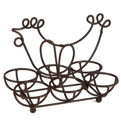 Iron egg holder in antique brown