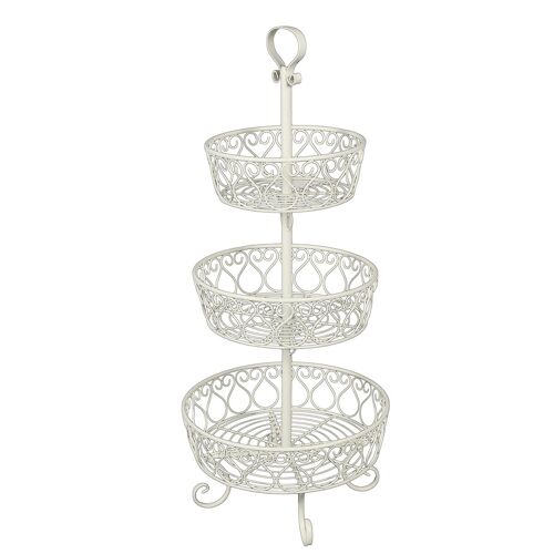 Obst/Blumen Etagere in Antikweiß H-80cm