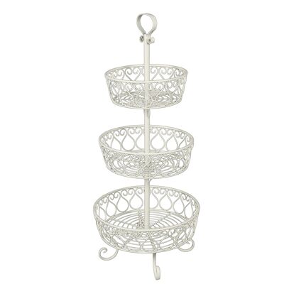 Fruit/flower cake stand in antique white H-80cm
