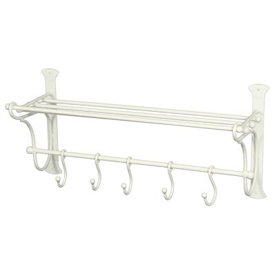 Iron coat rack with hooks in white