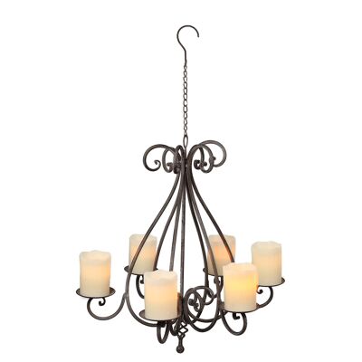 6 plate chandelier in antique gray finish