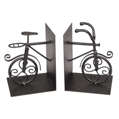 Buchstützen Fahrrad aus Metall, Schwarz