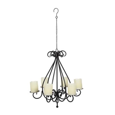 6 plate chandelier in black