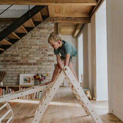 Pandaling Set - Triángulo de escalada ajustable en 5 niveles (87 cm de altura) con tobogán y arco grande