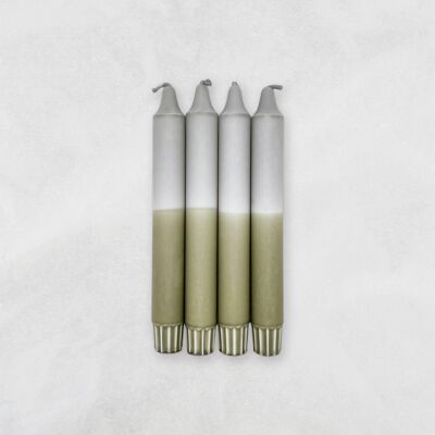 Dip Dye Candles / Cool Gray x Martini Olive / 19 cm / Set of 4