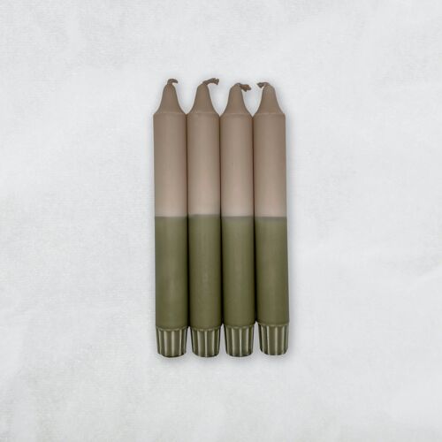 Dip Dye Design Candles / Taupe x Martini Olive
