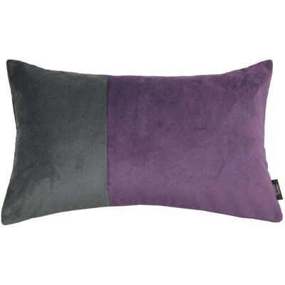 2 Colour Patchwork Velvet Grey + Purple Pillow