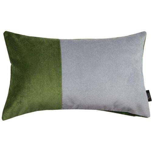 2 Colour Patchwork Velvet Green + Silver Pillow