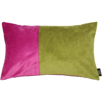2 Colour Patchwork Velvet Pink + Grey Pillow