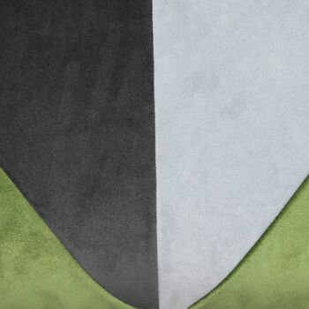 Velours Patchwork 3 Couleurs Vert, Argent + Oreiller Gris-60cm x 40cm 3