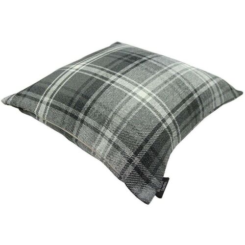 Angus Charcoal Grey Tartan Cushion-43cm x 43cm