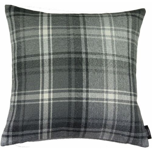 Angus Charcoal Grey Tartan Cushion-49cm x 49cm