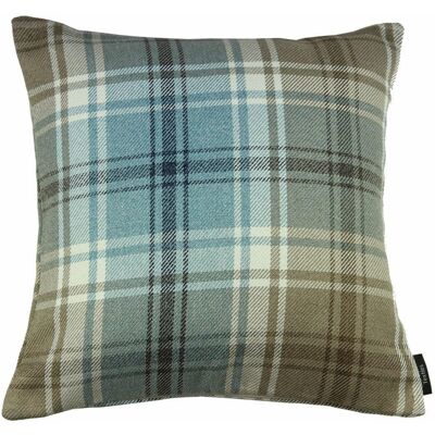 Angus Duck Egg Blue Tartan Cushion-49cm x 49cm