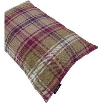 Coussin Angus Violet + Tartan Vert - 60cm x 40cm 2