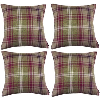 Angus Purple + Green Tartan 43cm x 43cm Cushion Sets-Set of 2