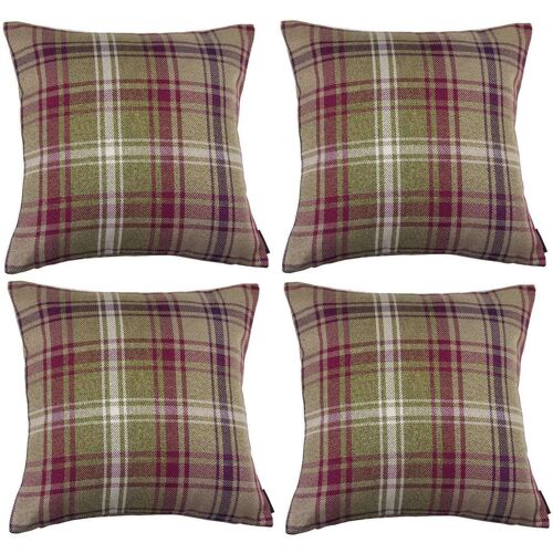 Angus Purple + Green Tartan 43cm x 43cm Cushion Sets-Set of 4