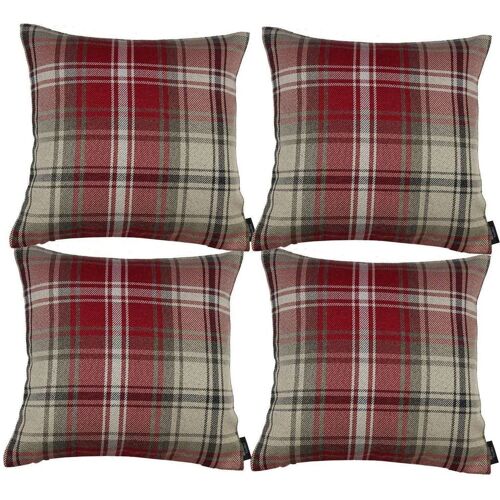 Angus Red + White Tartan 43cm 43cm Cushion Sets-Set of 2