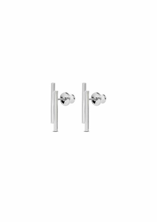 Double Pipe Earrings Silver