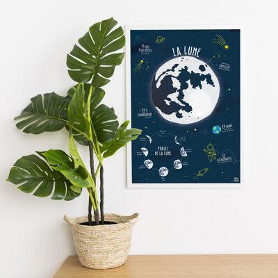 Póster infantil luna espacial.