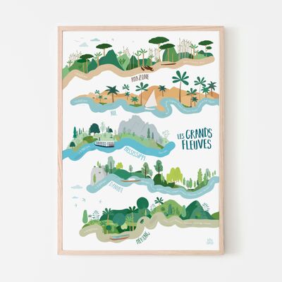 Children's poster the great rivers A3