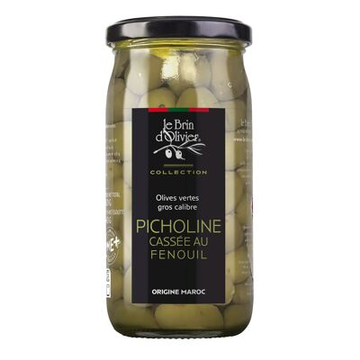 Olive verdi picholine spezzate con finocchio