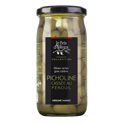 Picholine green olives split with fennel