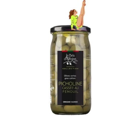 Picholine green olives split with fennel